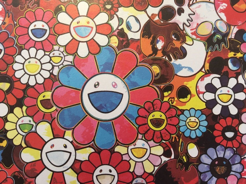 Skulls & Flowers Red by Takashi Murakami, offset lithograph edition
