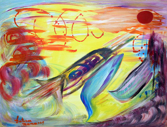Speeding for Success by Estera Nanassy, 2012 mixed media, on canvas