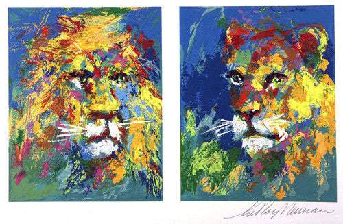 LION AND LIONESS BY LEROY NEIMAN