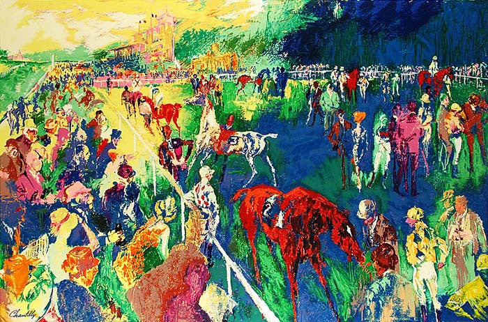 PADDOCK AT CHANTILLY BY LEROY NEIMAN