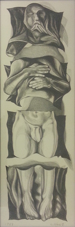 Enshrouded Male Nude by Lowell Nesbitt, 1988 graphite on paper