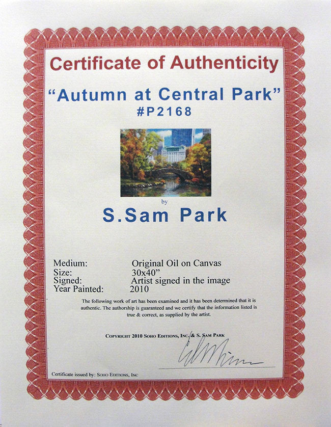 Autumn at Central Park by Sam Park, 2010 oil on canvas — detail 2