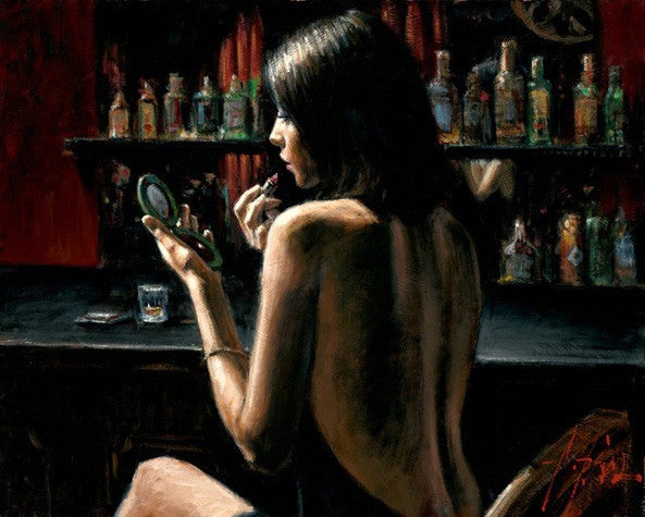 Anna at the Bar by Fabian Perez, 2009 hand embellished giclee on canvas