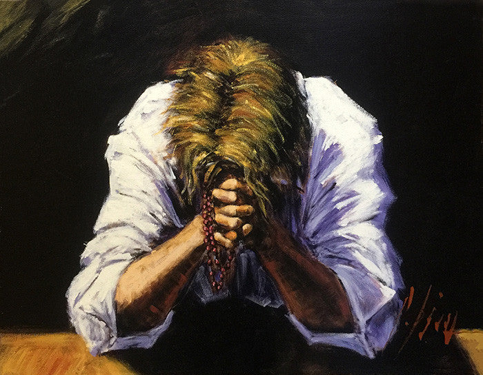 El Reso by Fabian Perez, hand embellished giclee on canvas