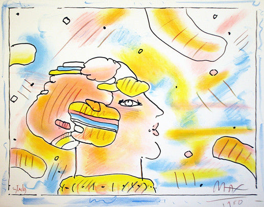 From Another Planet by Peter Max, 1980 hand embellished lithograph on paper