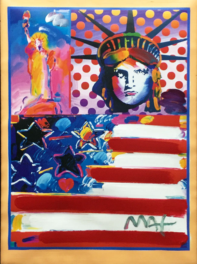 God Bless America II (Overpaint) by Peter Max, mixed media on paper