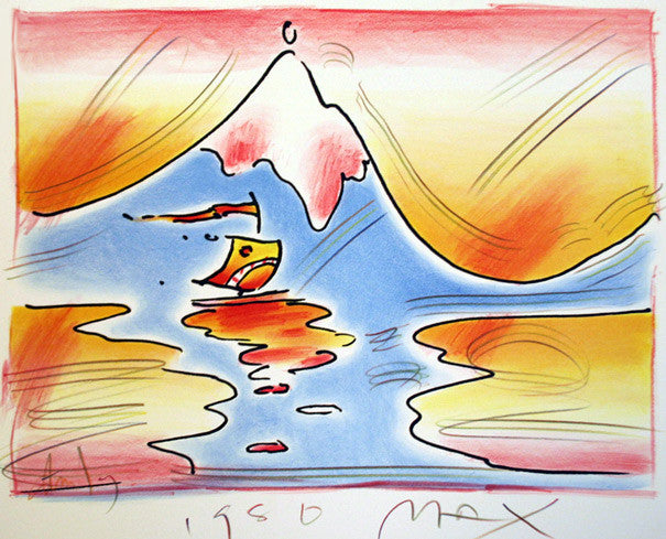 Himalayan Valley by Peter Max, 1980 hand embellished lithograph on paper