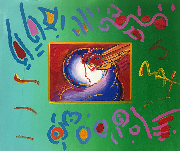 I Love the World (Overpaint) by Peter Max, mixed media on paper — detail 2