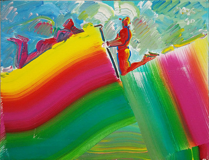 Kneeling Man (1990'S) by Peter Max, 1990 acrylic on canvas