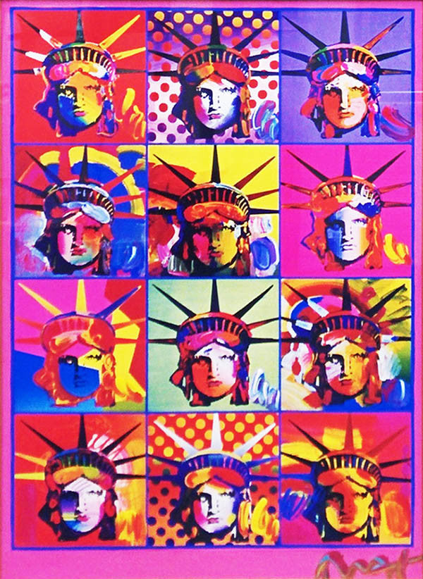 LIBERTY AND JUSTICE FOR ALL (OVERPAINT) BY PETER MAX