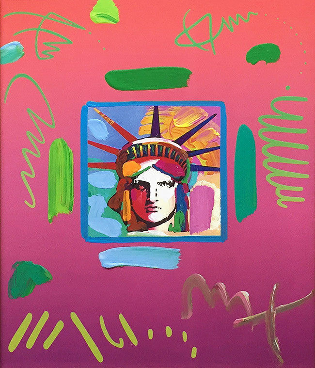 LIBERTY HEAD II PINK (OVERPAINT) BY PETER MAX