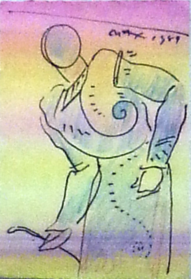 Original Man by Peter Max, 1989 mixed media on paper
