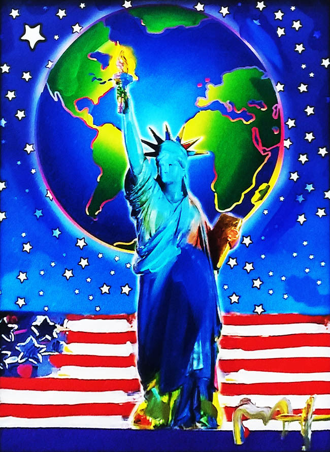 Peace on Earth (Overpaint) by Peter Max, 2005 mixed media on paper, acrylic and lithography on paper
