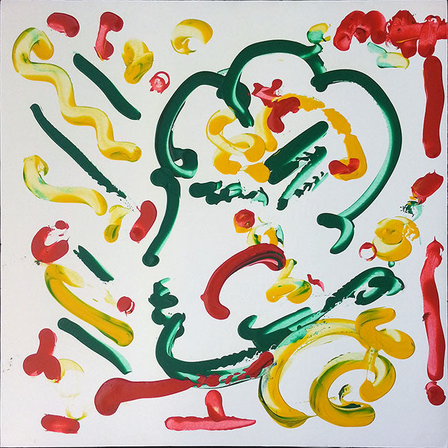 Profile in Green, Yellow & Red by Peter Max, 2014 acrylic & canvas — detail 2