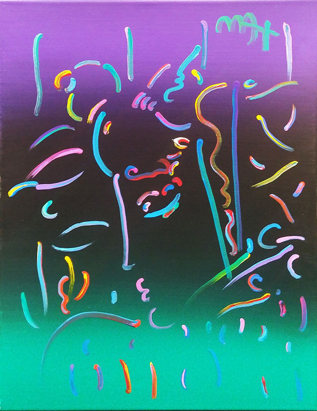 Profile (Purple Green) by Peter Max, acrylic on canvas