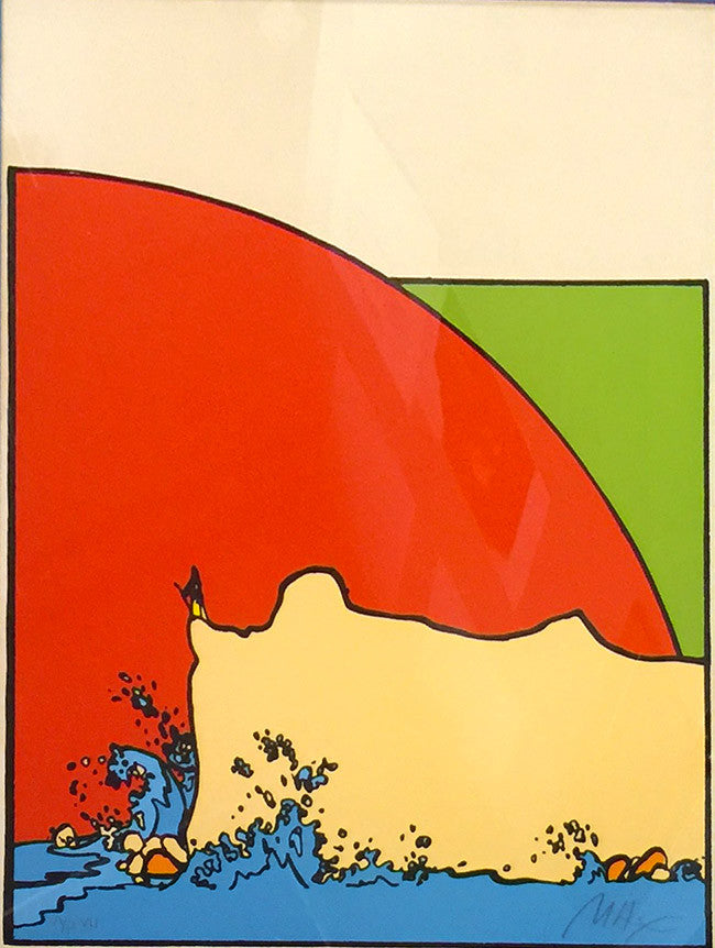 Sage on Cliff (1970'S) by Peter Max, 1974 serigraph on paper — detail 2