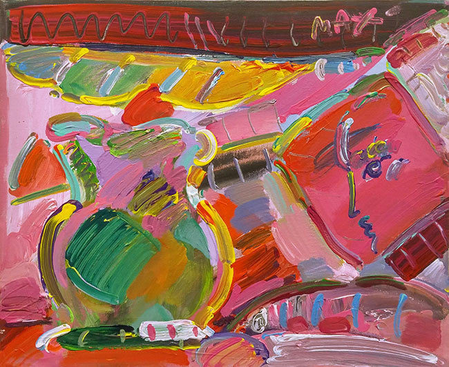 Still Life (Pink) by Peter Max, 1988 acrylic on canvas
