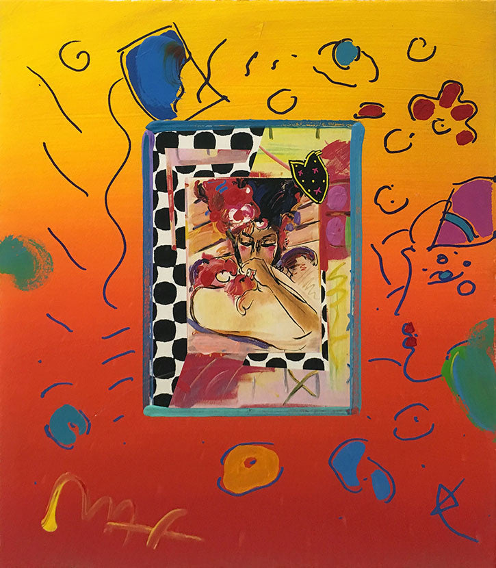 Suzin (Overpaint) by Peter Max, mixed media on paper — detail 2