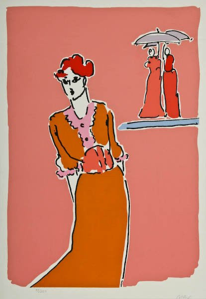 TWO WITH UMBRELLAS BY PETER MAX