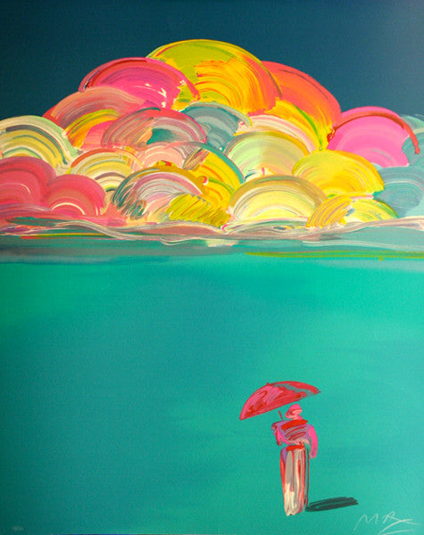 UMBRELLA MAN I WITH RAINBOW SKY BY PETER MAX
