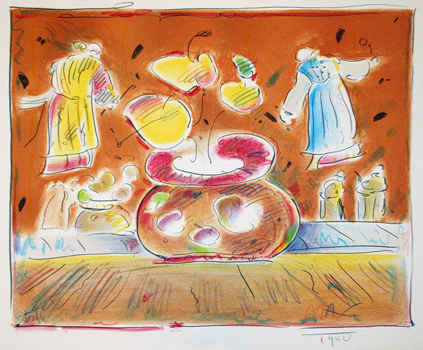Vase in Room II by Peter Max, 1980 hand embellished lithograph on paper