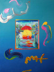 Without Borders (Overpaint) by Peter Max, 2010 mixed media on paper