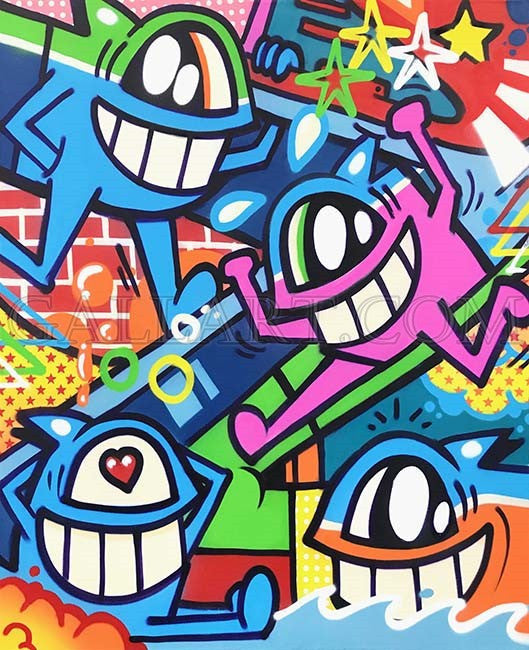 Keep on Smiling by El Pez by Artists Misc., 2018 mixed media on canvas