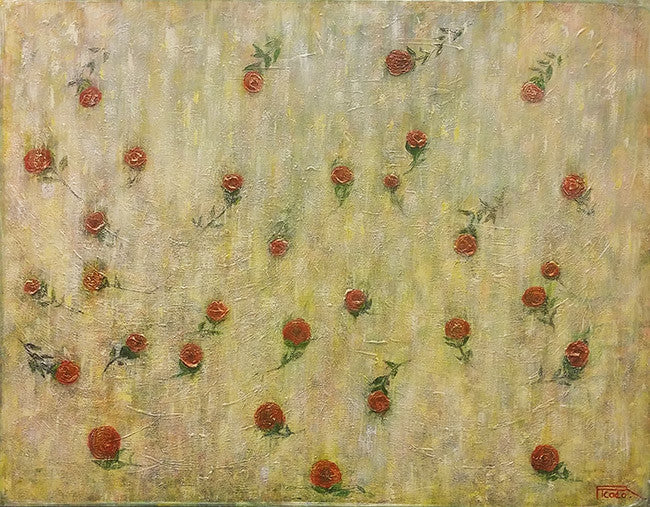 Rain of Roses by Rodrigo Picado, 2016 acrylic on canvas