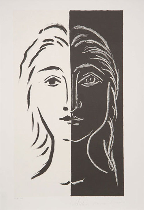 Portrait En Deux Parties Noire Et Blanche by Marina Picasso, 1979 lithograph on Arches paper — detail 2