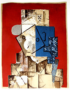 Visage Sur Fond Rouge by Marina Picasso, 1982 lithograph on Arches paper