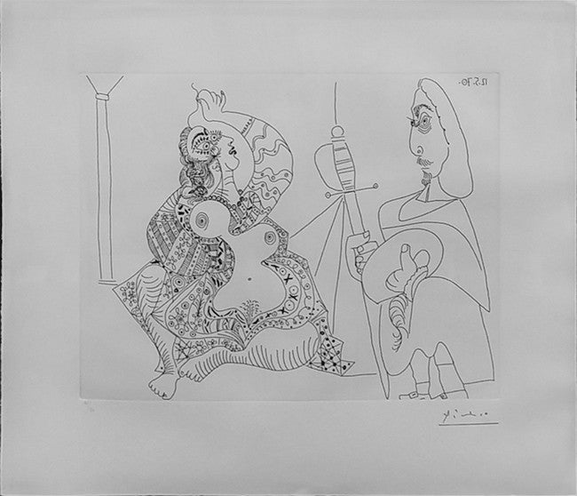 Mousquetaire Et Odalisque-meduse by Pablo Picasso, 1970 etching, on wove pape