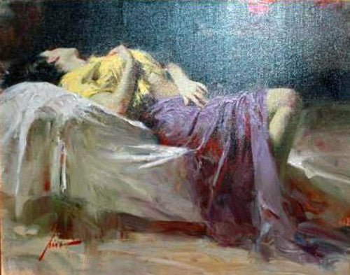 Afternoon Repose (Hand Embellished) by Pino, hand embellished giclee on canvas