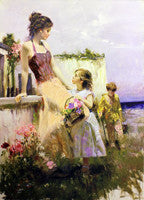 Basket of Love (Hand Embellished) by Pino, hand embellished giclee on canvas