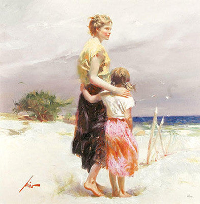 Seaside Summer by Pino, hand embellished giclee on canvas