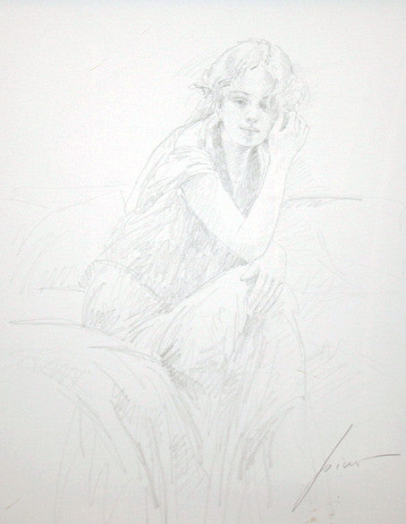 Silent Contemplation (Drawing) by Pino, drawing on paper