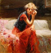 Silent Contemplation (Hand Embellished) by Pino, hand embellished giclee on canvas