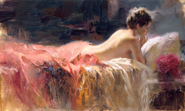 Soft Light (Embellished) by Pino, 2002 hand embellished giclee on canvas