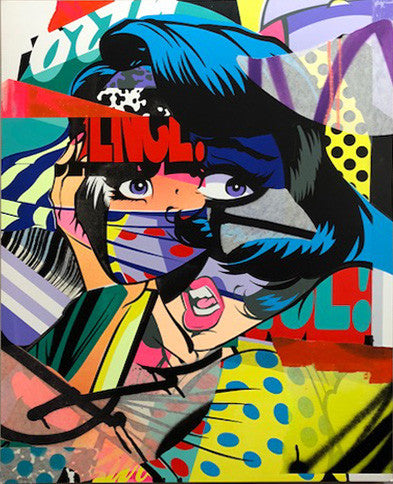 Burn on Wood) by Pose, 2015 screenprint on wood
