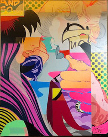 Wired - Hpm by Pose by Artists Misc., 2015 hand pulled screen print, hand painted, and torn painted paper on 2" cradled…