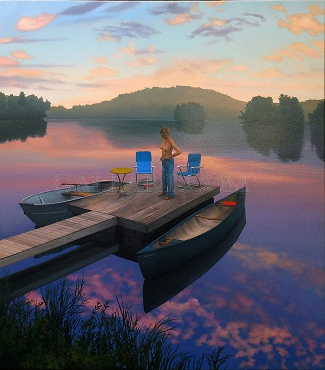 Sunrise on the Lake Dock by Scott Prior, 2017 oil on linen