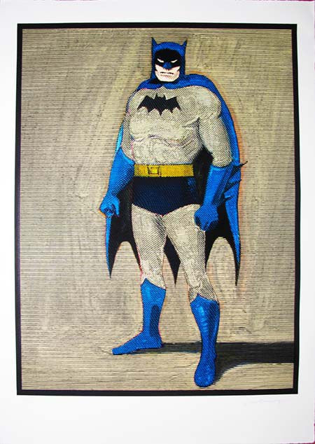 Batman by Mel Ramos, 2014 woodcut with acrylic