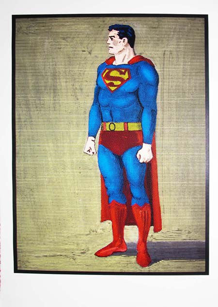 Superman by Mel Ramos, 2014 woodcut with acrylic