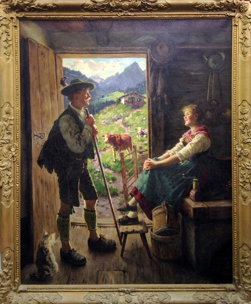 Tyrolean Couple by Emil Rau, oil on canvas