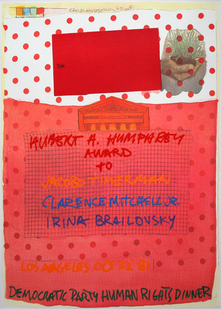 Democratic Party Human Rights Dinner by Robert Rauschenberg, 1981 offset lithograph on hodgkins handmade paper