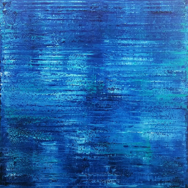 Blue Abstract (Q32) by Al Razza, 2014 oil on canvas