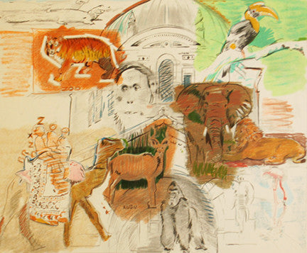 New York - Bronx Zoo by Larry Rivers, 1983 lithograph
