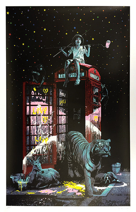 London Is Calling by Roamcouch, 2014 silkscreen with hand painted finish