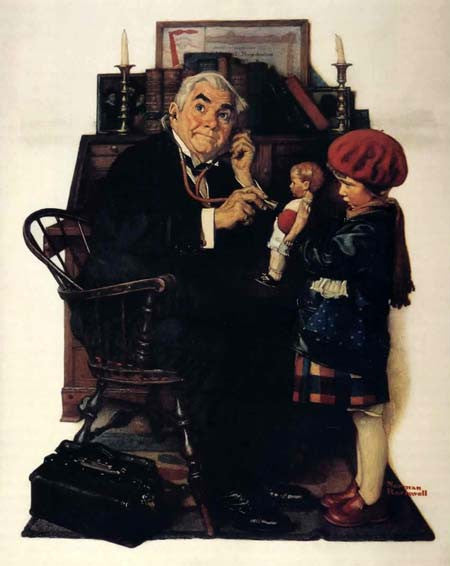 Doctor and Doll by Norman Rockwell, 1972 collotype, on paper