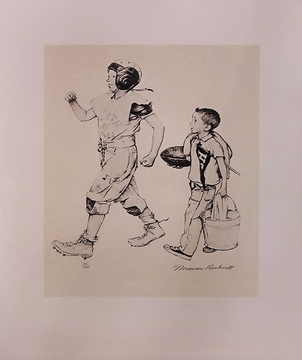 Football Hero by Norman Rockwell, 1973 lithograph