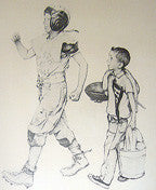 Football Mascot by Norman Rockwell, 1973 lithograph